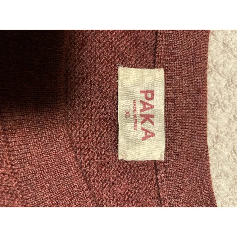 Paka The Crew Sweater Men XL Red Burgundy Royal Alpaca Blend Handmade Raglan